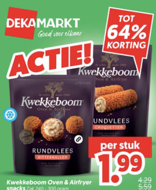 Kwekkeboom Oven & Airfryer snacks voor €1,99 bij DekaMarkt