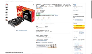 Tarjeta Gráfica RX 9060 XT 16GB por $7,782 | Oferta Amazon