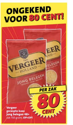 Vergeer geraspte kaas voor €0,80 bij Nettorama