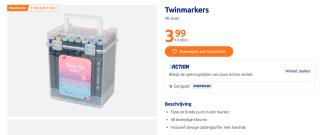 WEEKACTIE: 48 twinmarkers voor 3,99 euro bij Action