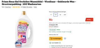 Frisse Reus Vloeibaar Wasmiddel Orchidee 4,5 Liter (100 wasbeurten) voor €11 bij Bol