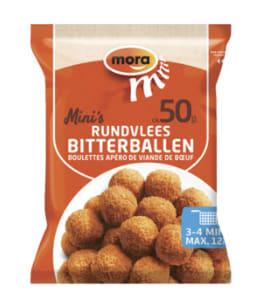 1+1 gratis op Mora Mini's Rundvlees Bitterballen bij Hoogvliet