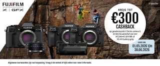 Tot €300 cashback op FUJIFILM X-H2S, H2 of X-T50 camera's