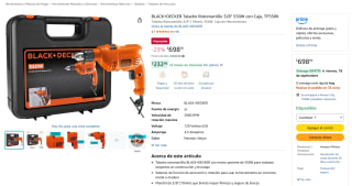 BLACK+DECKER Taladro Rotomartillo 3/8" 550W TP550K por $699 en Amazon