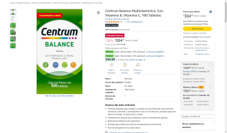 Centrum Multivitamínico 100 tabletas por $289 | Oferta Amazon