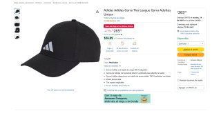 Gorra Adidas Tiro League 100% Algodón por $265 | Amazon