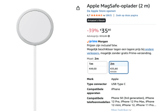 Apple - MagSafe USB-C oplader - iPhone - 2 meter voor €35,80 bij Amazon