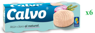 6 Packs de 3 latas de 80 grs de Calvo Atún Claro al Natural por 11.72€