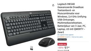 Logitech MK540 Advanced-Qwerty toetsenbord voor €31,40 bij Amazon