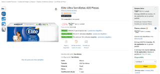 Elite Ultra Servilletas 420 Piezas por $35 en Amazon