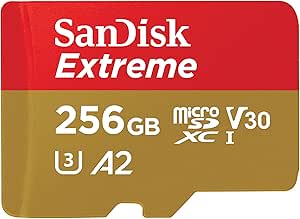 SanDisk Extreme 256GB microSDXC + SD Adapter (V30, up to 190MB/s)