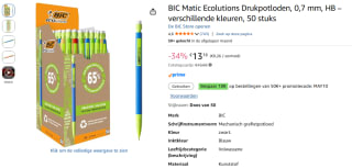50 stuks BIC Matic Ecolutions Drukpotloden, 0,7 mm, HB voor €11,19 bij Amazon