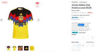 Jersey Adidas Club América Local 25/26 por $399 en Innovasport