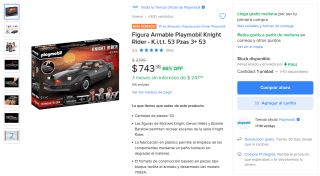 Figura Playmobil K.I.T.T. 53 Piezas por $743 | Oferta Mercado Libre
