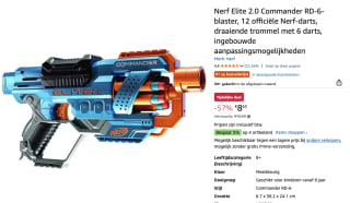 Nerf Elite 2.0 Commander RD-6 Blaster & 12 Officiële Nerf Darts voor €8,63 bij Amazon