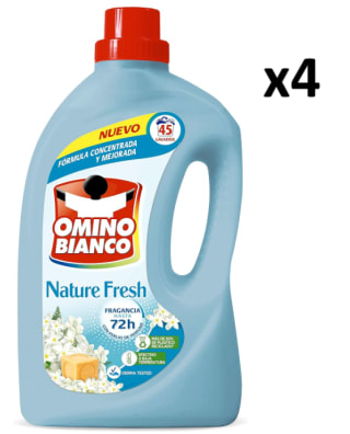 4 Botes de Omino Bianco Detergente Líquido Nature Fresh 45 Dosis por 19.75€