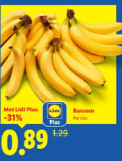 1 kg Bananen voor €0,89 bij de Lidl
