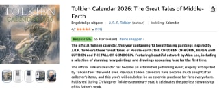 Tolkien Calendar 2026 The Great Tales of Middle-Earth voor 11,28 bij Amazon