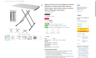 Mesa Servicio Plegable 60kg por $449 | Oferta Amazon