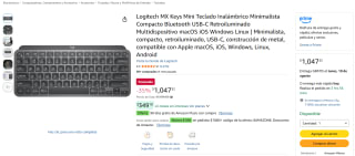Teclado Logitech MX Keys Mini por $1,047 en Amazon