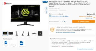 Monitor MSI MAG 274QF X24 LCD 27" por $3,349 | CyberPuerta