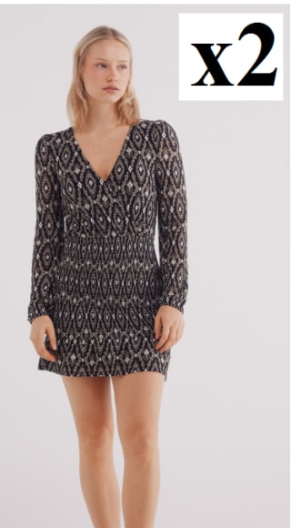 2 Vestidos cortos falda gomas estampado Springfield por 9.58€