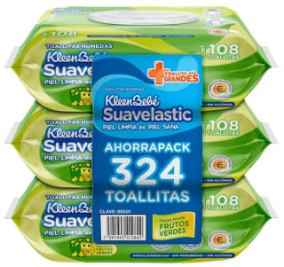 Toallitas para bebé KleenBebé Suavelastic Frutos Verdes por $67 en Bodega Aurrera