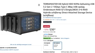 TERRAMASTER D8 Hybrid HDD NVMe-behuizing voor €230,99 bij Amazon