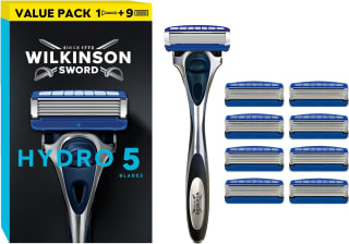 Wilkinson Sword Hydro 5 Men’s Razor, 1 Reusable Handle + 9 Blades Refills Pack - £10.