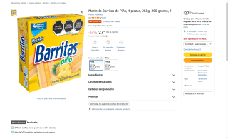 Galletas Marinela Barritas de Piña por $27 | Oferta Amazon