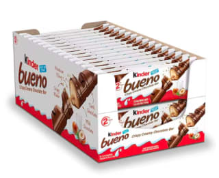 Kinder Bueno caja de 30 barras por 17.39€.