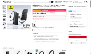 Powerbank Baseus 25,000mAh por $612 | AliExpress