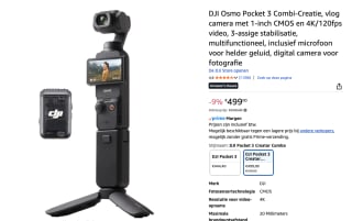DJI Pocket 3 Creator Combo voor €499 bij Amazon