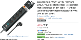 Brennenstuhl Premium-Line, 6-voudige stekkerdoos voor €13,77 bij Amazon