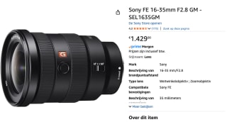 Sony FE 16-35mm f/2.8 GM voor €1.429 bij Amazon