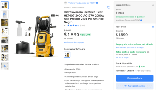 Hidrolavadora Eléctrica Trent 2000w por $1,728 | Mercado Libre