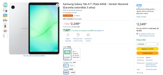 Tablet Samsung Galaxy Tab A11 64GB por $2,249 | Oferta Amazon