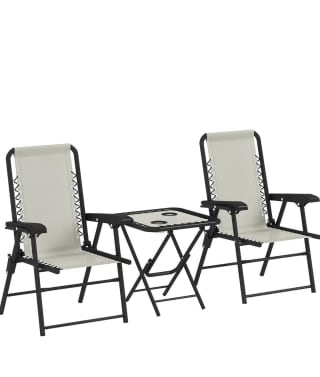 Outsunny Conjunto Mesa y Sillas plegables de Terraza Exterior de 3 Piezas por 34.05€