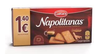 Cuétara Napolitanas de canela 213gr por 0.99€.