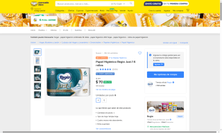 Papel Higiénico Regio Just-1 6 Rollos por $70 | Ahorro Mercado Libre