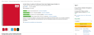 Scribe Clásico Cuaderno Profesional C.5 (100 hojas) por $38 en Amazon