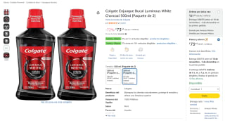Pack 2 Enjuagues Bucales Colgate Luminous White Charcoal por $73 en Amazon