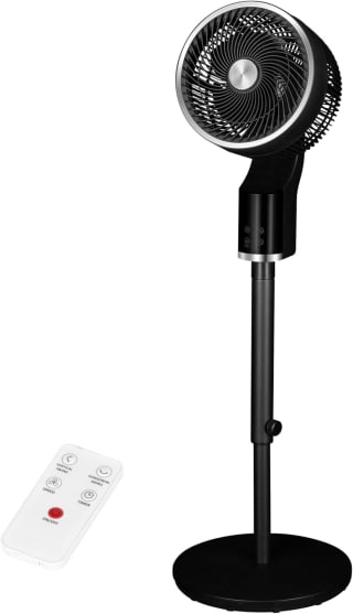 TCP Black Pedestal Fan with Remote Control, Quiet Standing Electric Floor Fan
