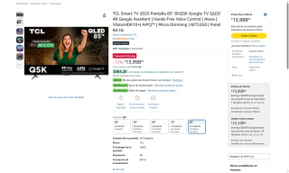 TCL Smart TV 85" QLED 4K por $13,398 | Amazon (NU)