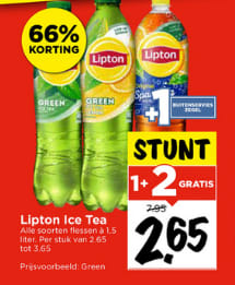 Alle Lipton Ice Tea 1,5l flessen 1+2 gratis bij Vomar
