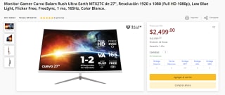Monitor Curvo Balam Rush Ultra Earth MTX27C de 27" por $2,499 | PCEL