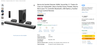 LEQI Sound Bar 5.1 (240 W) por $1,584 en Amazon