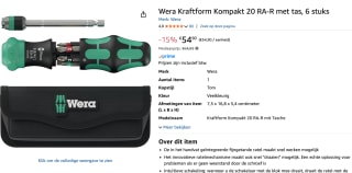 Wera 05051513001 Kraftform Kompakt 20 RA-R Bitschroevendraaier voor €54,90