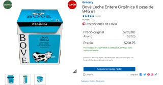 Leche Descremada Orgánica Bové por $85 | Oferta Costco