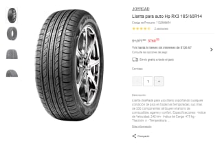 Llanta Joyroad HP RX3 185/60R14 por $760 | Oferta Liverpool